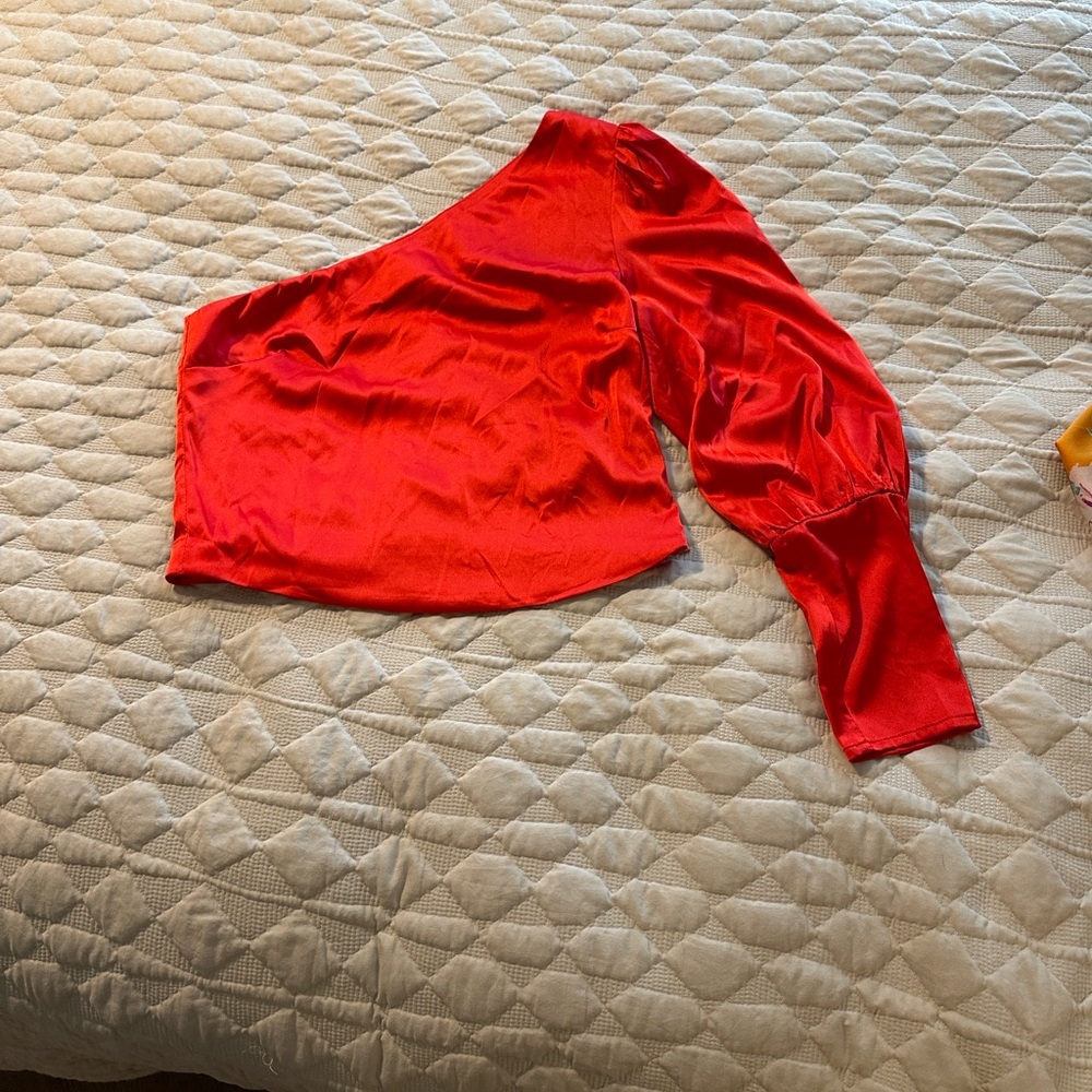 Sugarlips Vibrant Red One-Shoulder Top